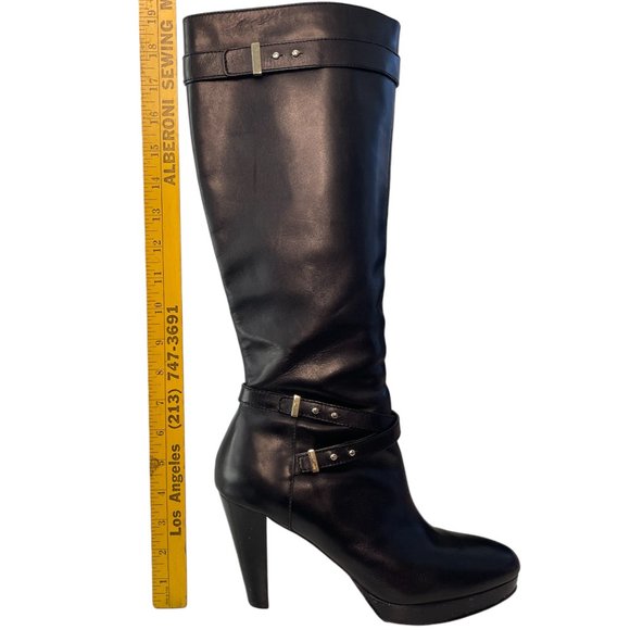 Cole Haan 'Air Cara' High Heel Leather Tall Knee High Black Boot Size 10 - Picture 2 of 13